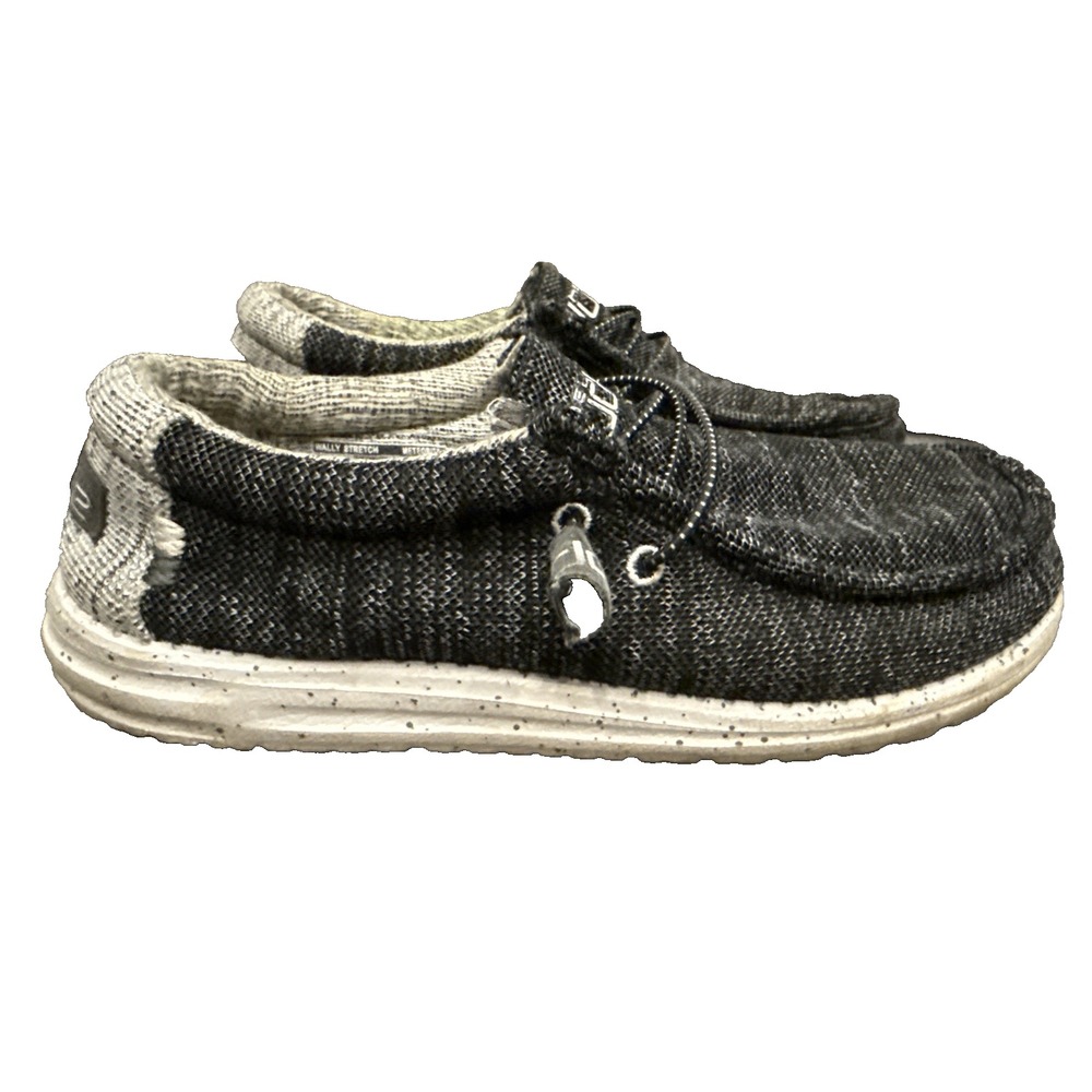 Hey Dude Mens Wally Stretch Meteorite Shoes Size 8 Black & Grey 110383264